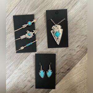 Bundle of western turquoise costume jewelry